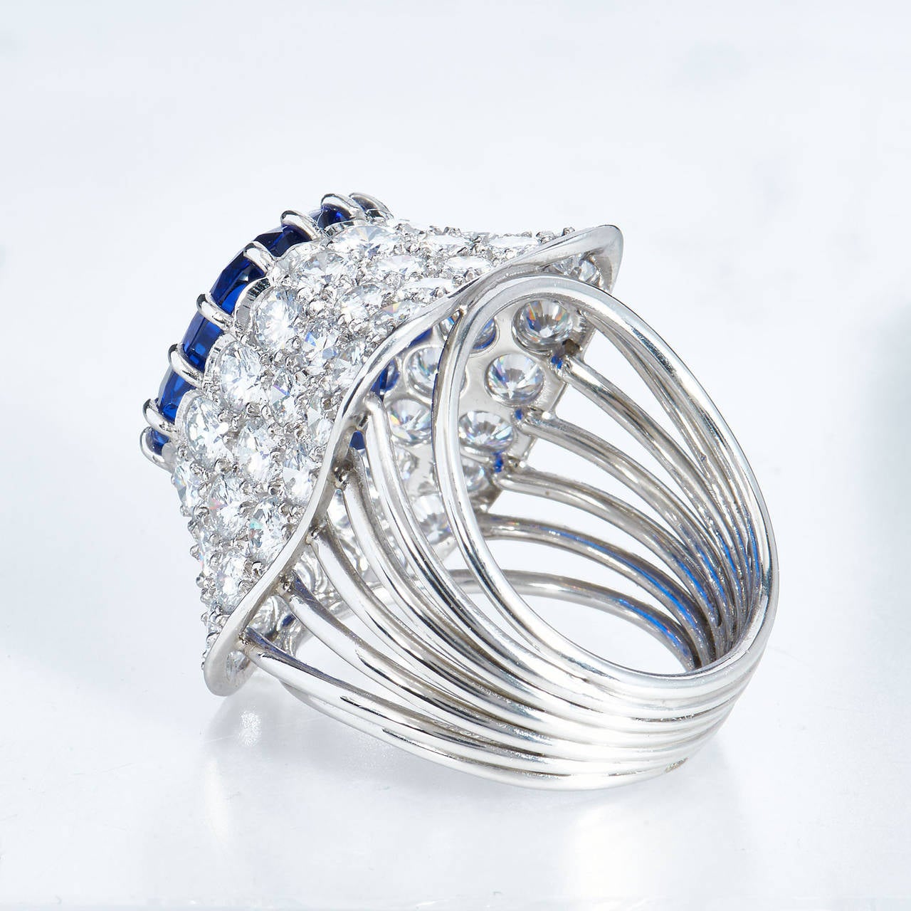 10.18 carat Cushion Cut Tanzanite Diamond Pave Platinum Ring In Excellent Condition In Miami, FL