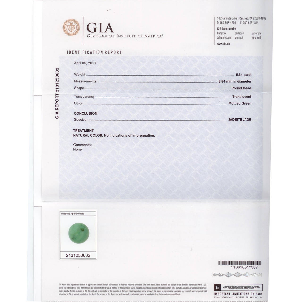 GIA-zertifizierte 5,64 Karat, 37 natürliche durchscheinende Jadeit-Perlenkette Art Deco Damen im Angebot
