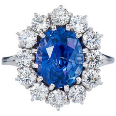 4.84 Carat No Heat Blue Sapphire Diamond Gold Cocktail Ring 4.84 Carat No Heat Blue Sapphire Diamond Gold Cocktail Ring