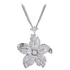 12.85 Carat Diamond and Platinum Flower Pendant