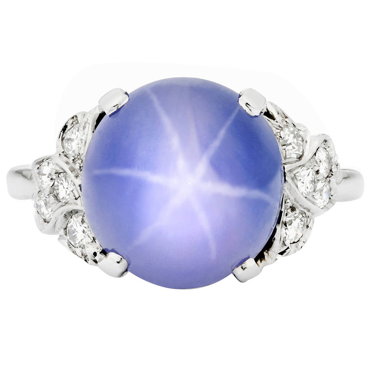 10.84 Blue Star Sapphire and Diamond Ring