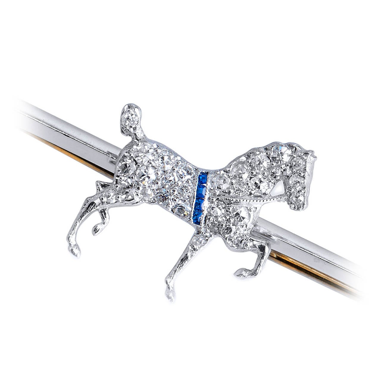 Art Deco Diamond Platinum Horse Brooch
