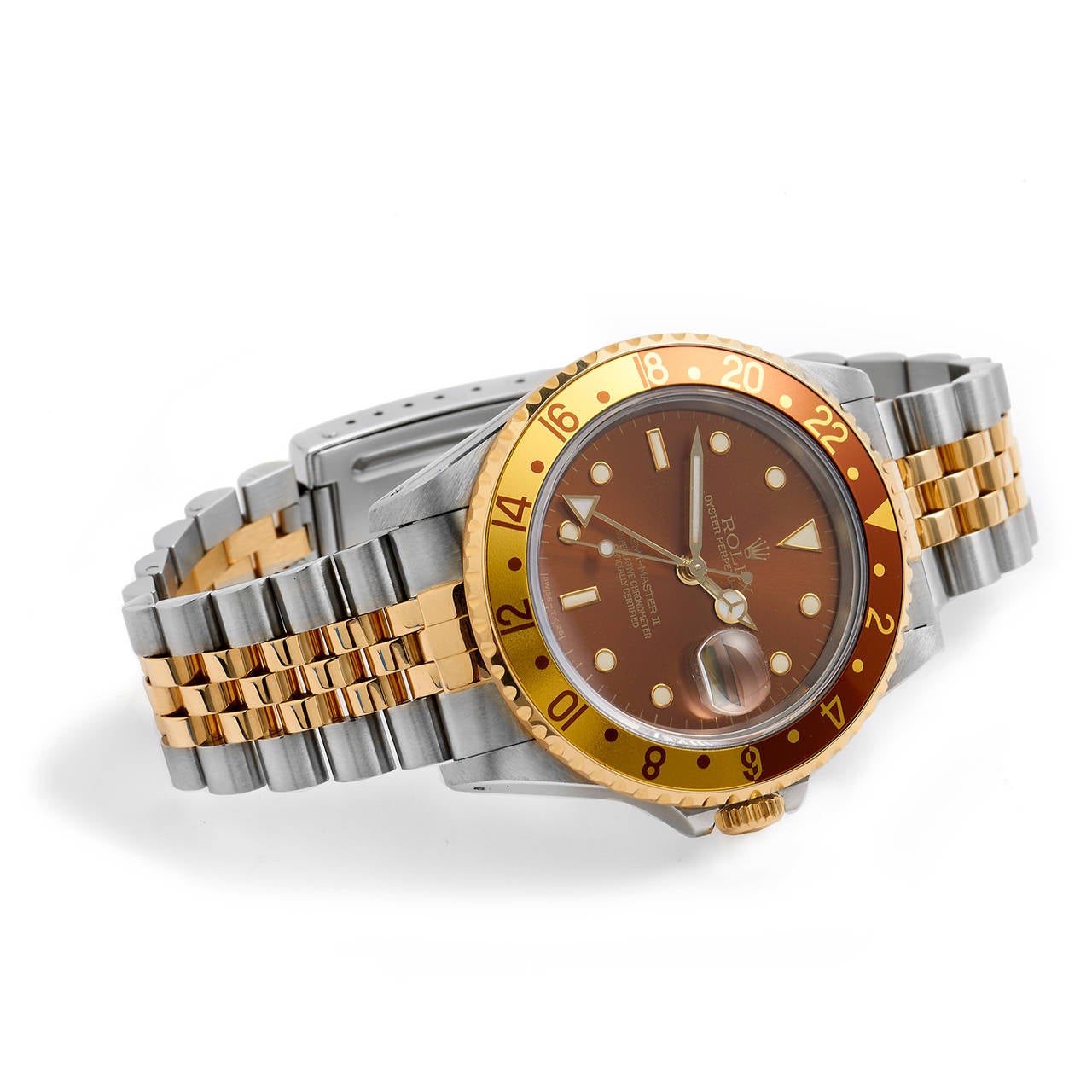 Similar to the popularity of Clint Eastwood’s Academy Award winning performances, this Rolex model is an unparalleled crowd pleaser. Often referred to as the Clint Eastwood model or Root Beer GMT Master 2, this rare Rolex features his iconic look as