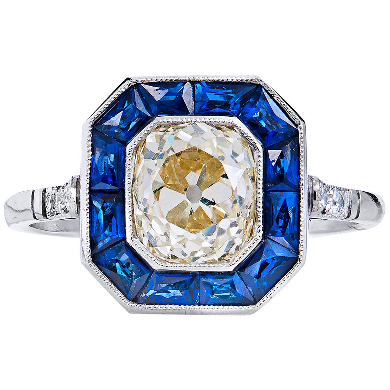 1.63 Carat Diamond and SapphireTarget Ring