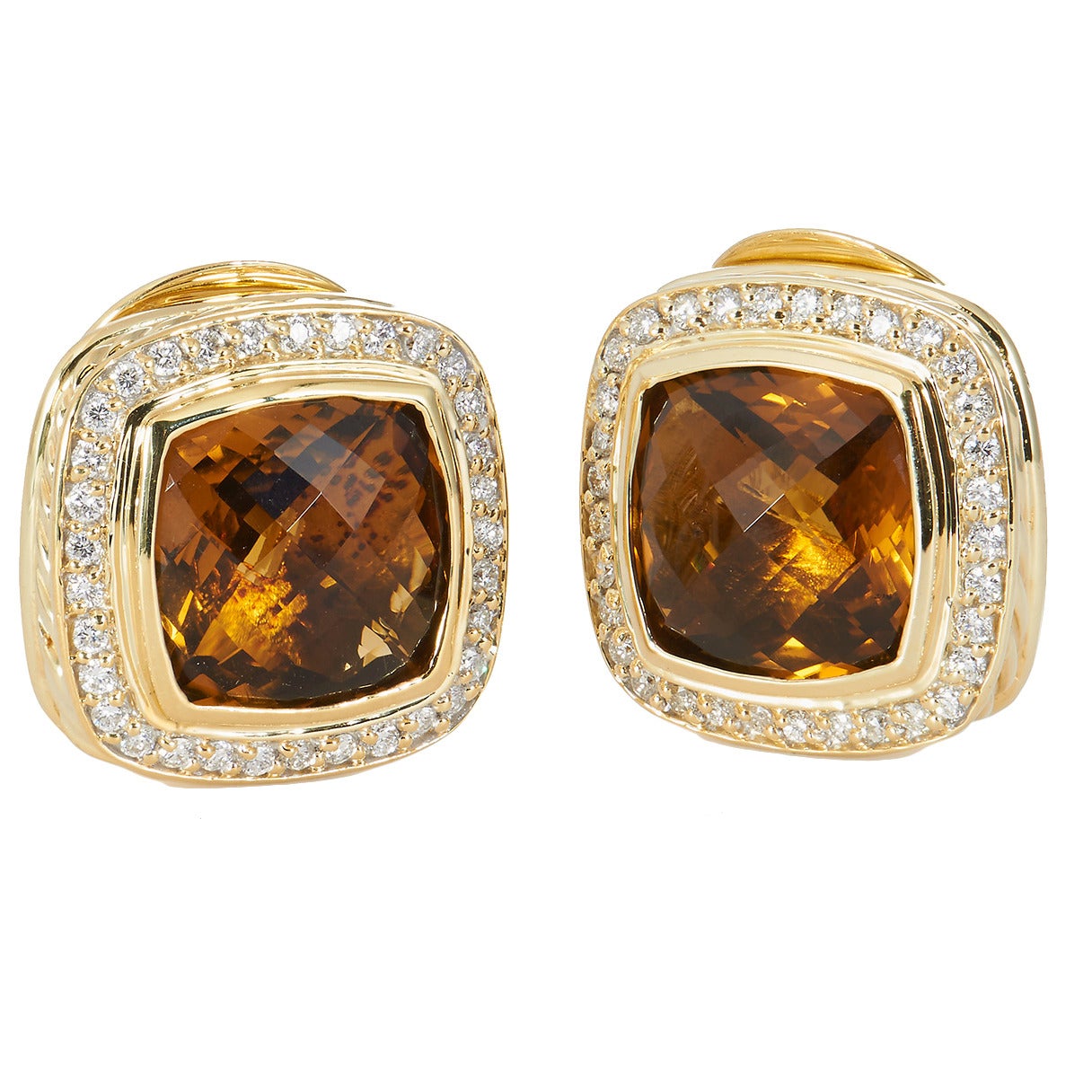 David Yurman Albion Collection Citrine Gold Earrings