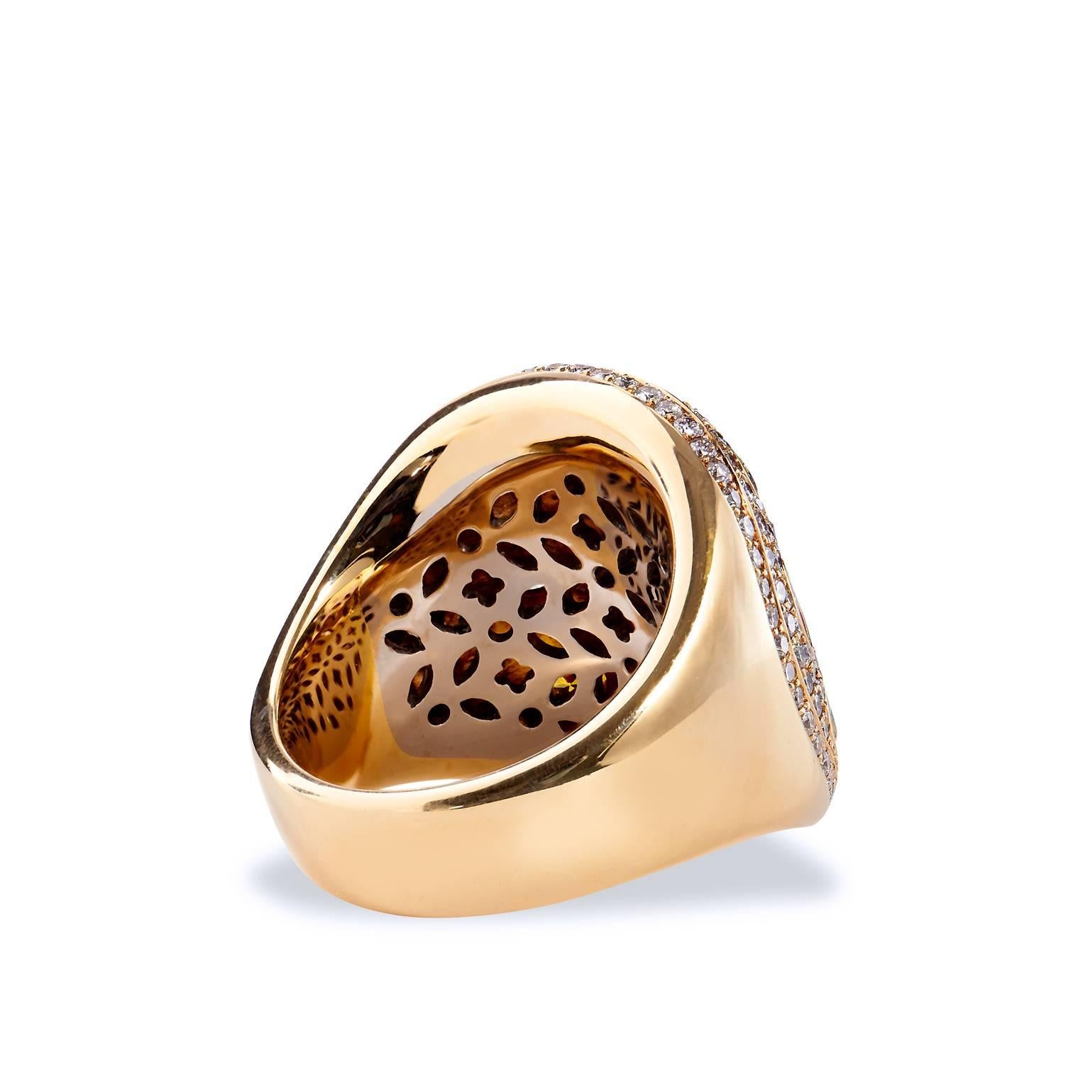 Women's Yellow Gold Multicolor Diamond Cocktail Ring