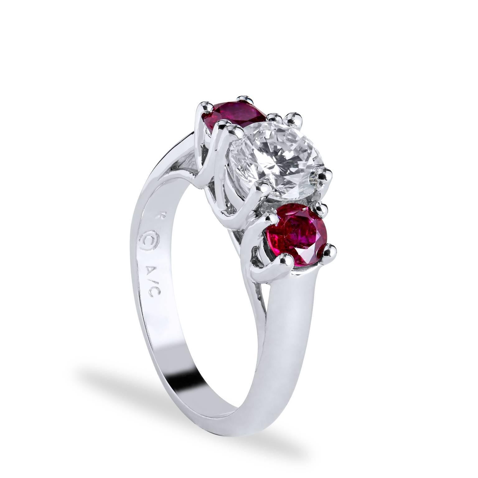 ruby and diamond 3 stone ring