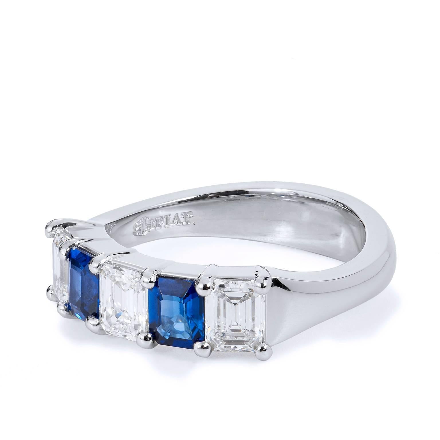  GIA Certified 1.32 Carat Diamond .96 Carats Blue Sapphires Platinum Band Ring 

This band integrates these two highly desired gemstones into one piece with the finest of sapphires and diamonds set in platinum.  
This ring features 1.32 carats of
