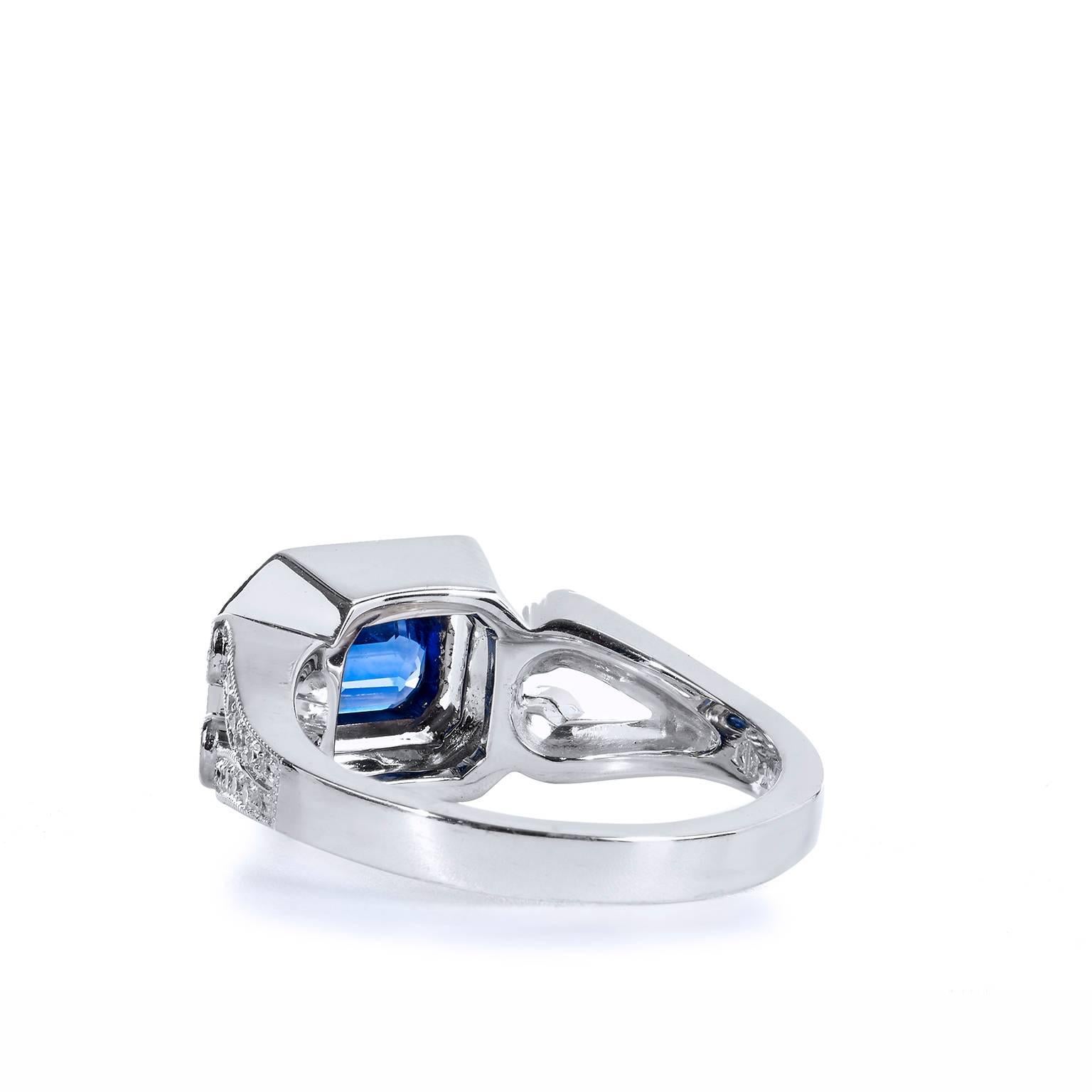 palladium sapphire ring