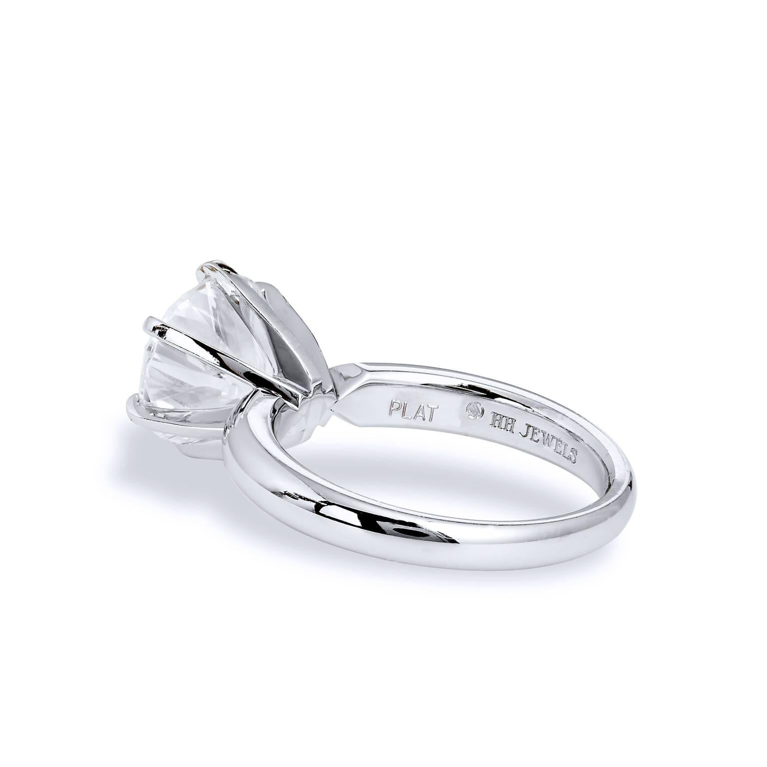 Women's or Men's GIA Certified 3.04 Carat Diamond Platinum 4 Prong Solitaire Engagement Ring
