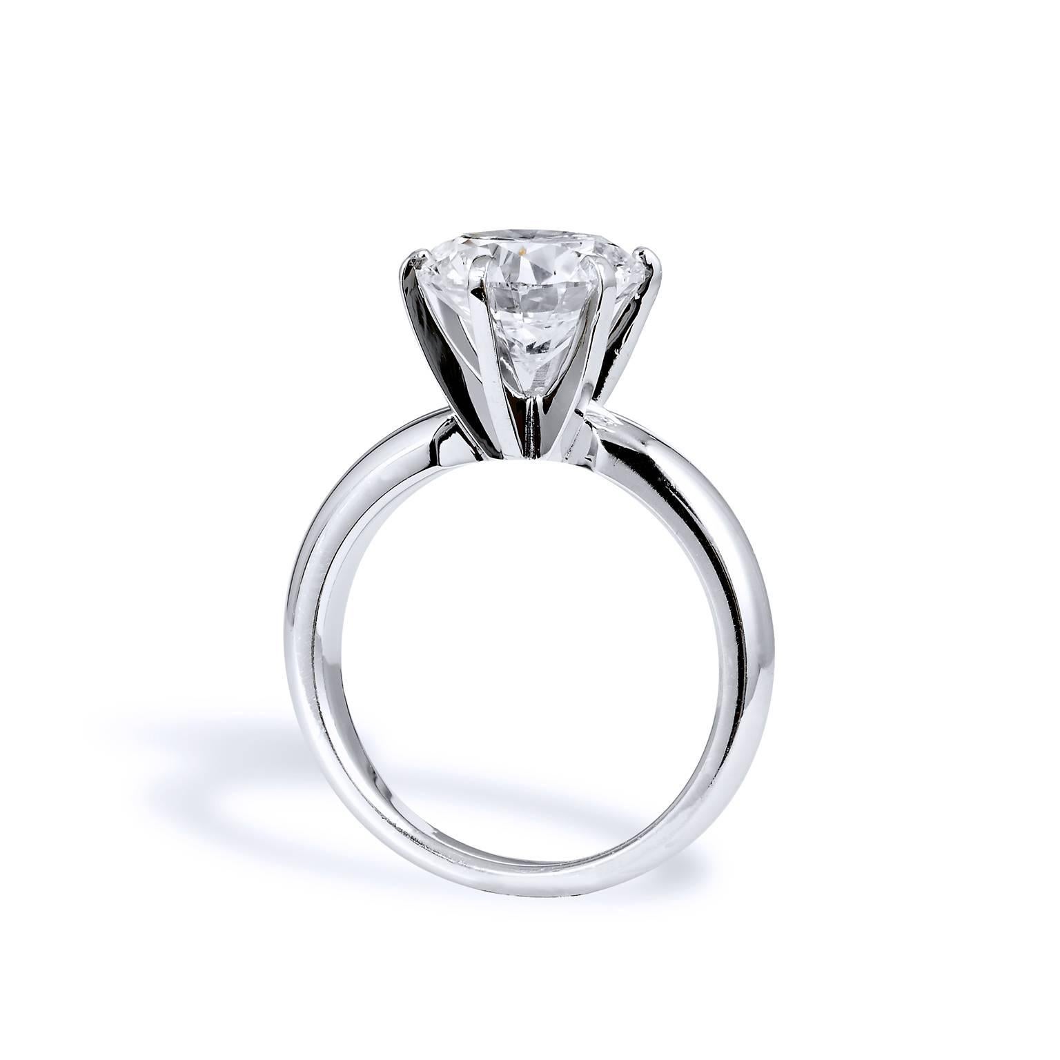 GIA Certified 3.04 Carat Diamond Platinum 4 Prong Solitaire Engagement Ring 2