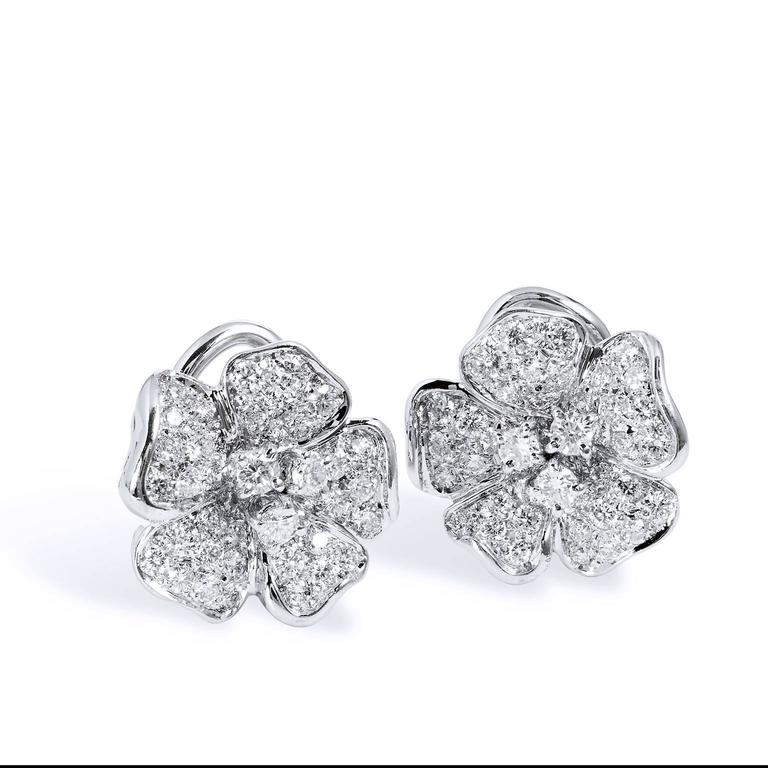 Leo Pizzo Fiori Collection Diamond Gold Flower Earrings at 1stDibs ...