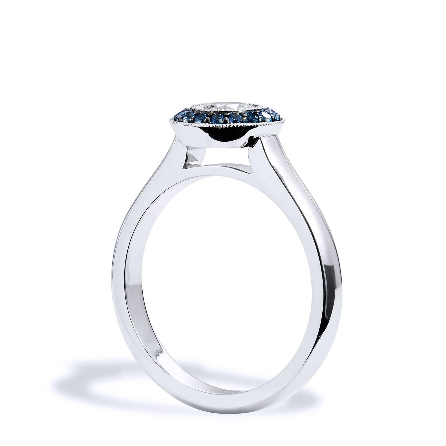 Women's or Men's Sapphire and Diamond 18kt White Gold  Ring