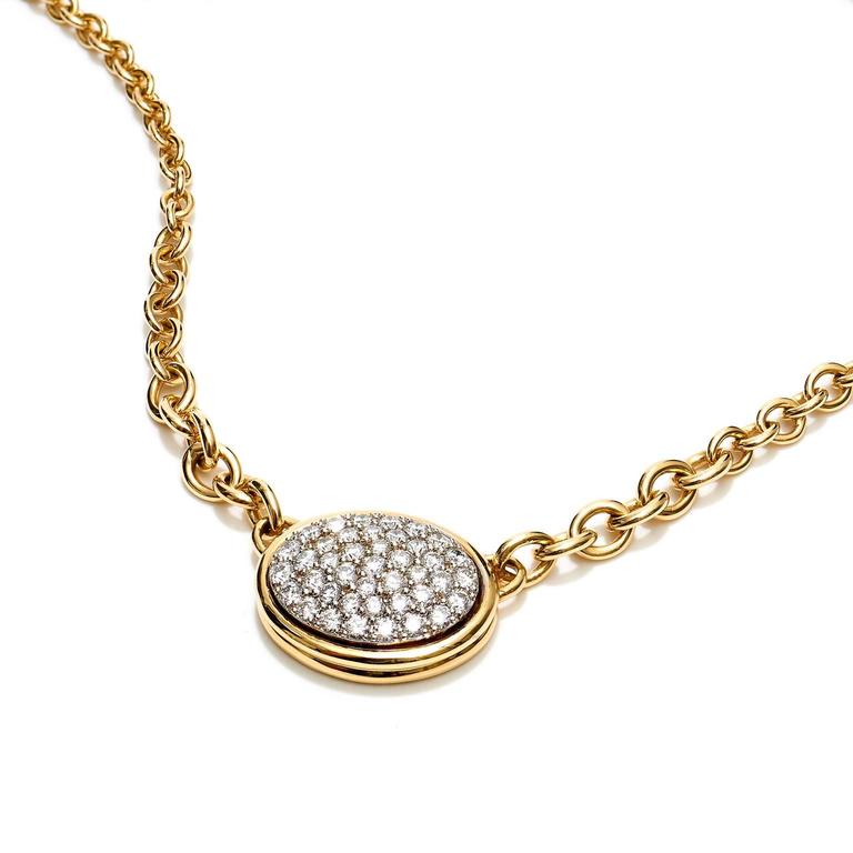 Oval Shape Pave Diamond Necklace For Sale at 1stdibs