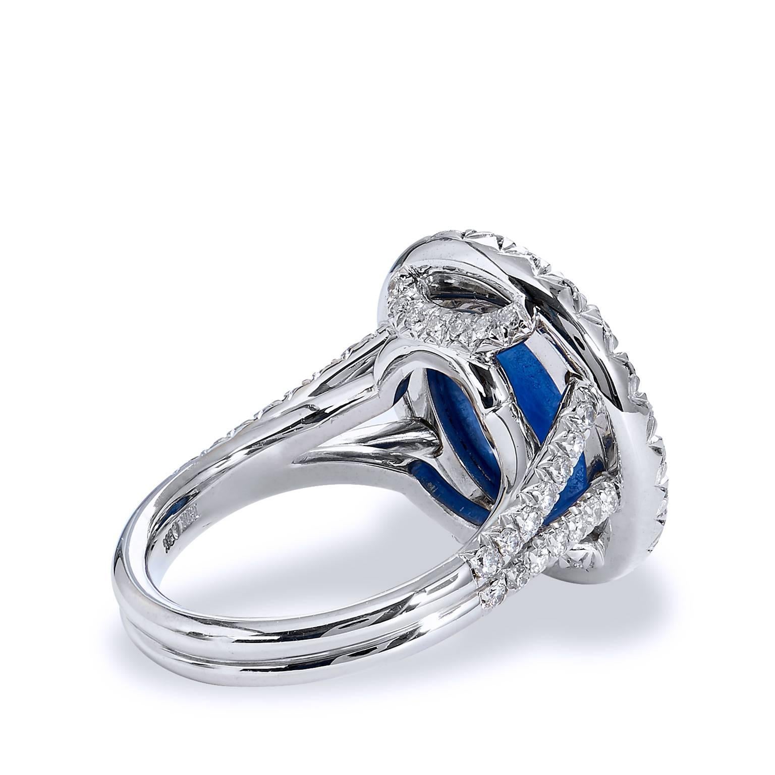 Ring 6,25, 5,59 Karat unbehandelter blauer Saphir und Diamant aus 18 Karat Gold (Rosenschliff) im Angebot