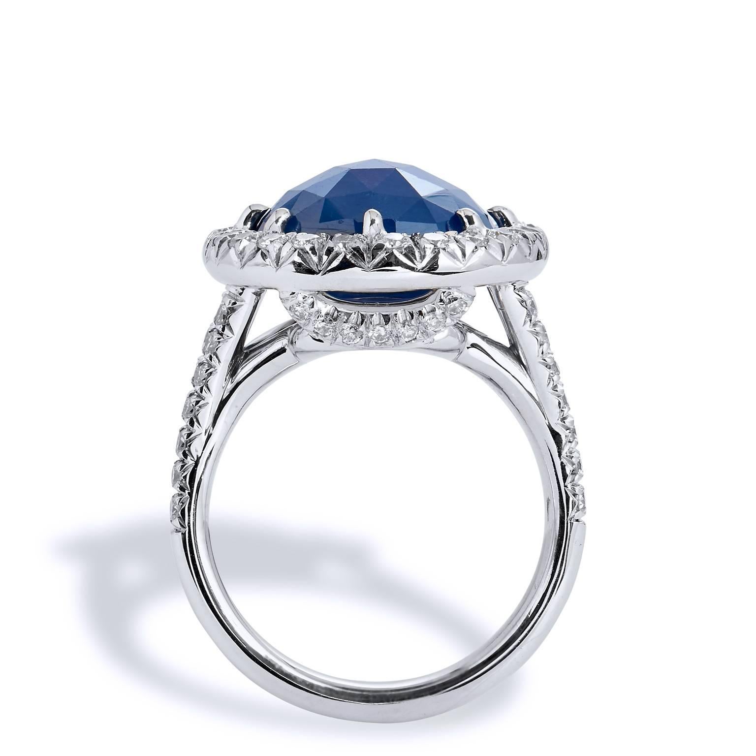 Ring 6,25, 5,59 Karat unbehandelter blauer Saphir und Diamant aus 18 Karat Gold im Zustand „Neu“ im Angebot in Miami, FL