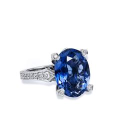 7.89 Carat Iolite and Diamond Ring 6.75