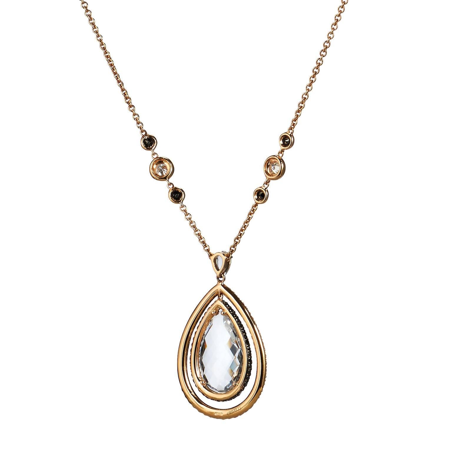 8.50 Carat Topaz Diamond Gold Necklace In Excellent Condition In Miami, FL