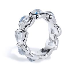 Handmade Bezel Heart Opaque Moonstone White Gold Ring 6.75