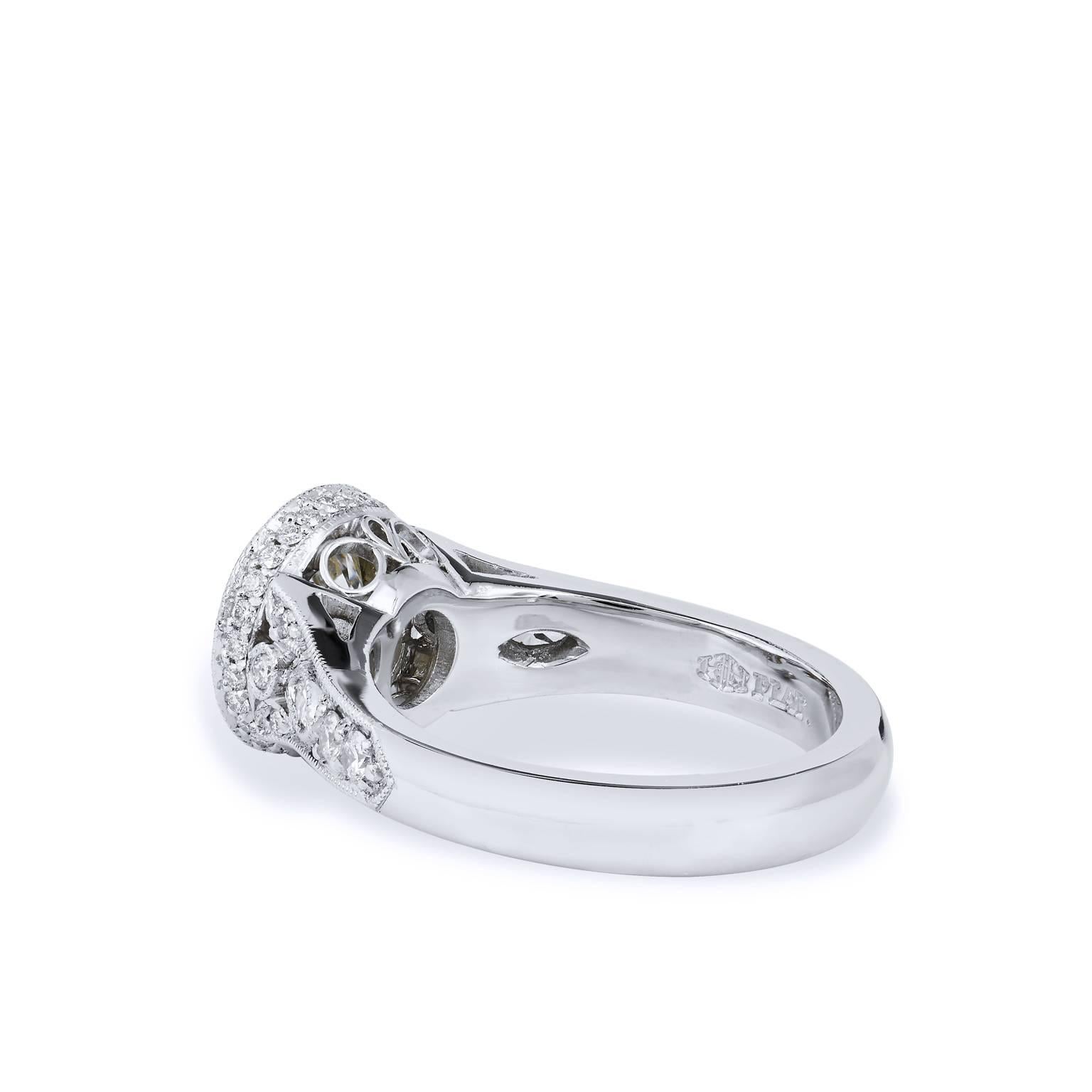 1.76 carat Bezel Set Diamond with Pave & Marquis Platinum Engagement Ring 1