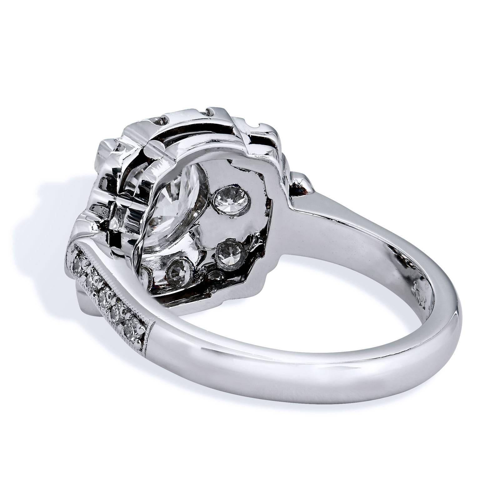 H &H 1.60 Carat Diamond Platinum Engagement Ring 2