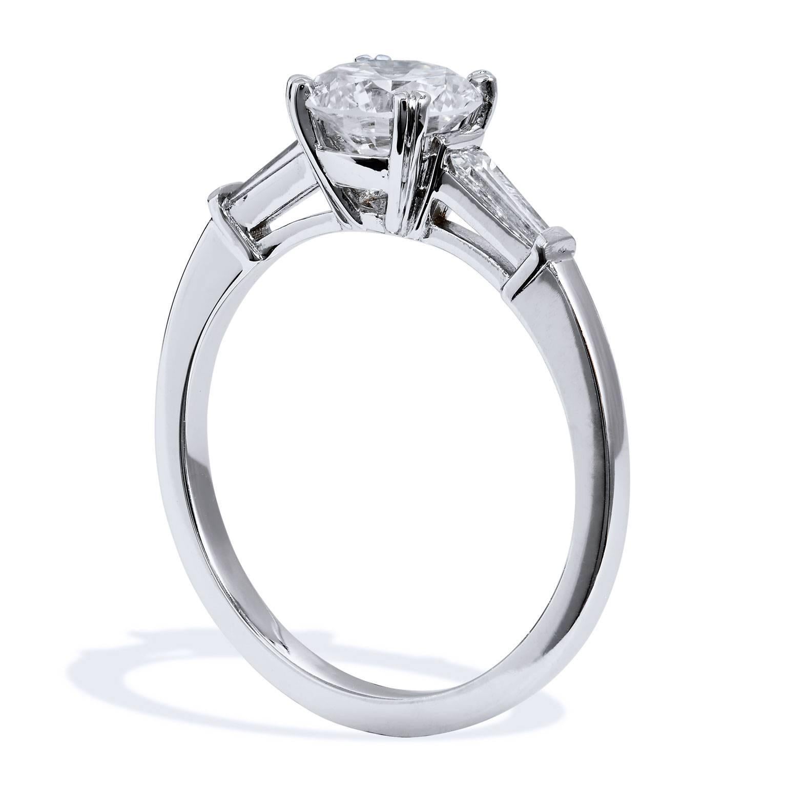 1.14 Carat Diamond Platinum Engagement Ring In Excellent Condition In Miami, FL