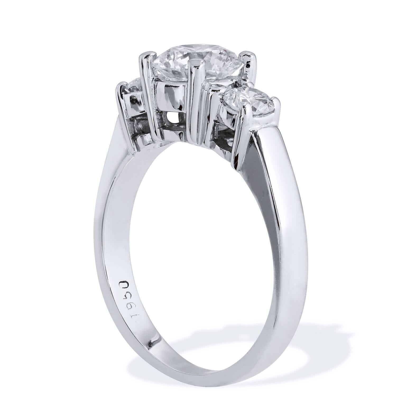 Diamond platinum Three Stone Engagement Ring 1