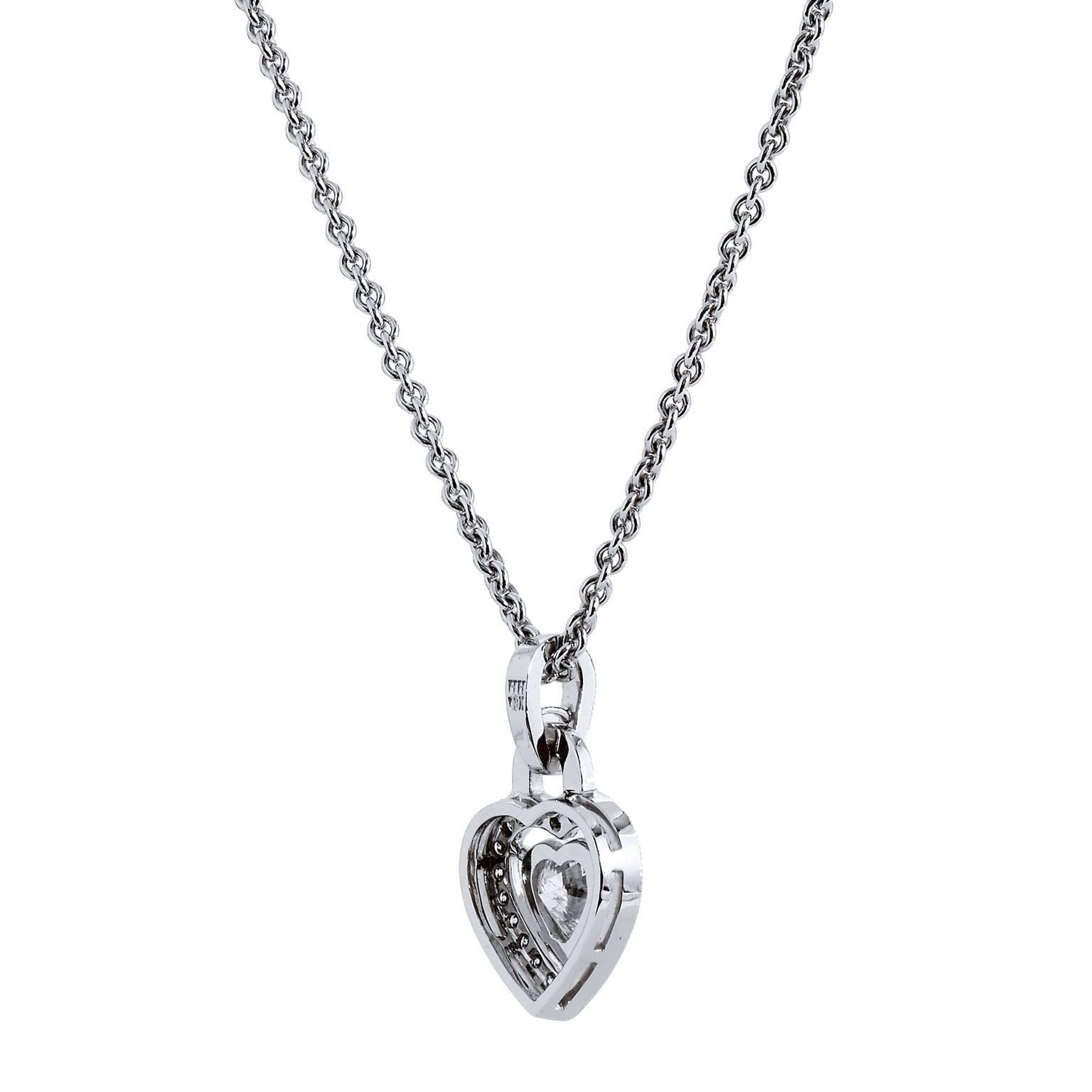 Heart-Shaped Diamond Gold Pendant In Excellent Condition In Miami, FL
