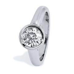 H & H  1.10 Round Brilliant Cut Diamonds Gold Ornate Basket Engagement Ring