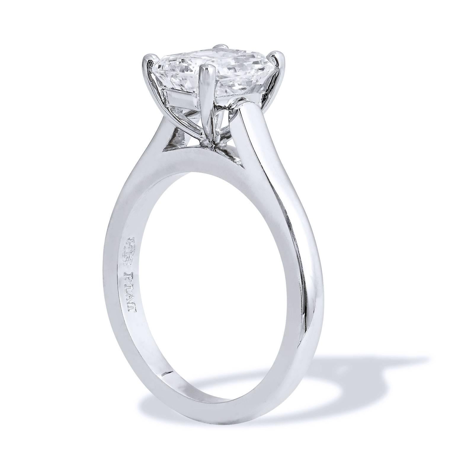  1.84 Radiant Cut Diamond platinum Engagement Ring In Excellent Condition In Miami, FL
