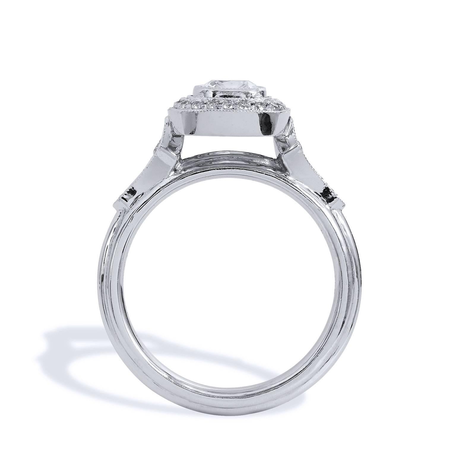 GIA 0.74 Carat Round Brilliant Cut Diamond Platinum Engagement Ring 6.25 In New Condition In Miami, FL