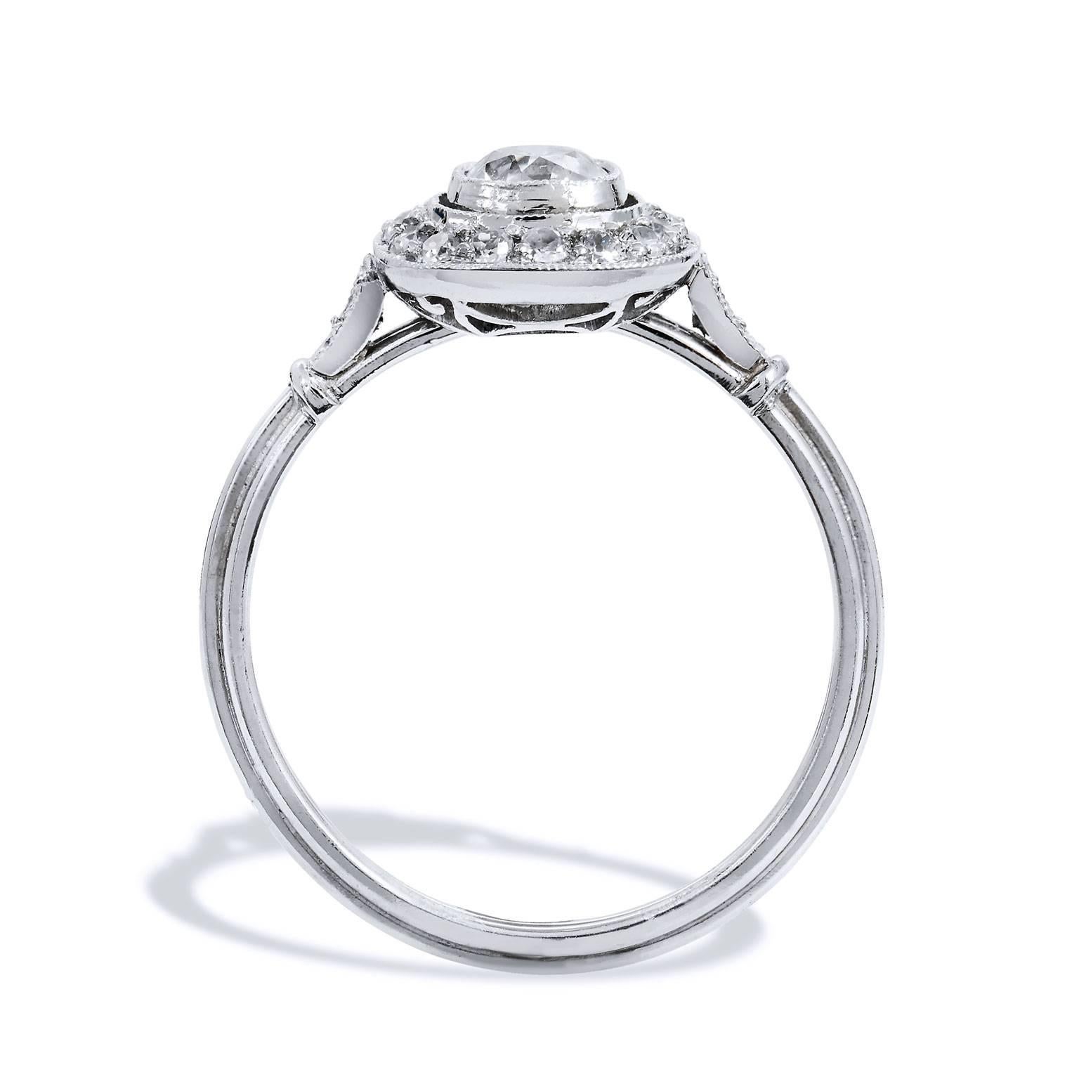 Art Deco Handmade Old Mine Cushion Cut Diamond Platinum Engagement Ring