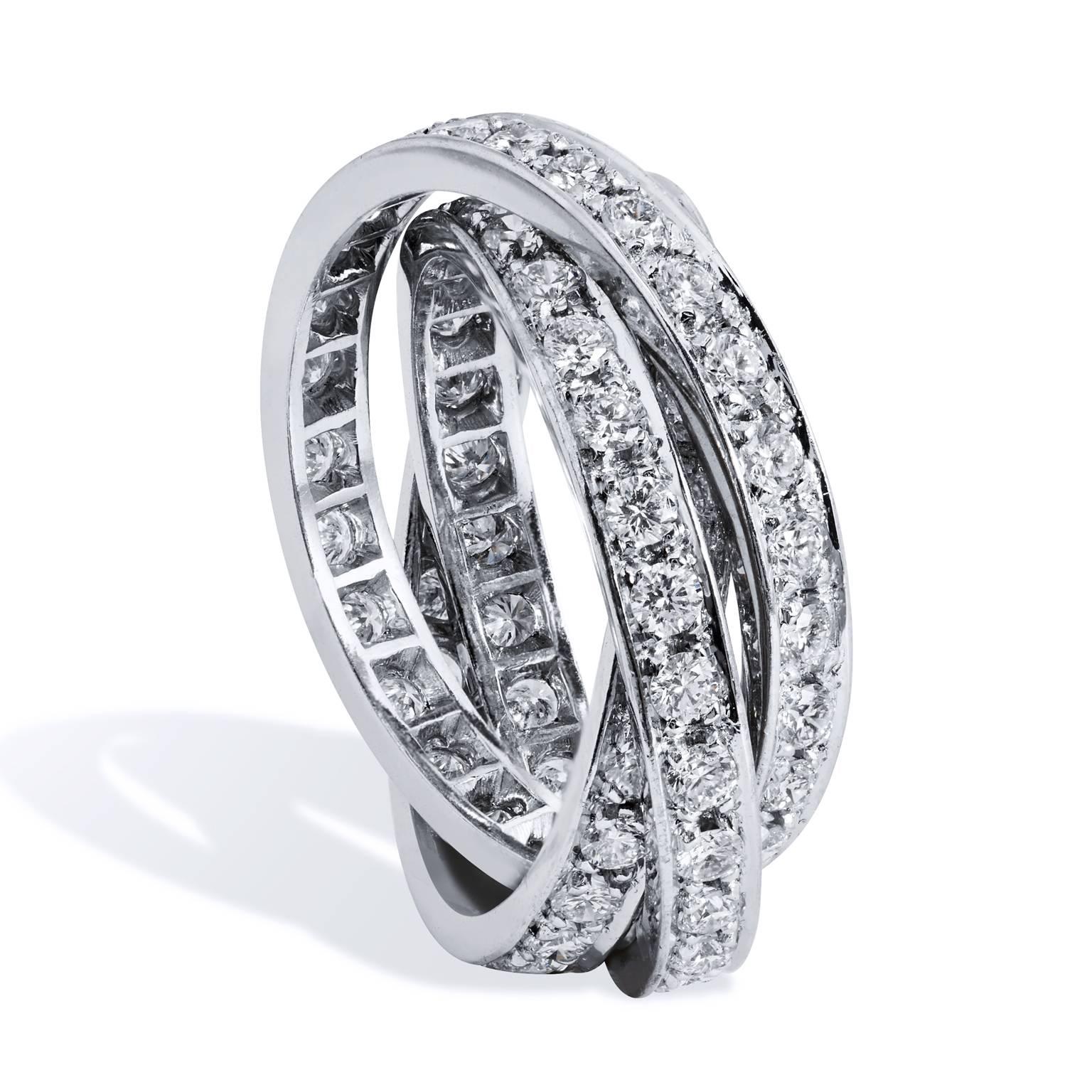 Diamond Triple Roll Ring In Excellent Condition In Miami, FL