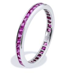 Princess Cut Pink Sapphire Band Ring 6.5