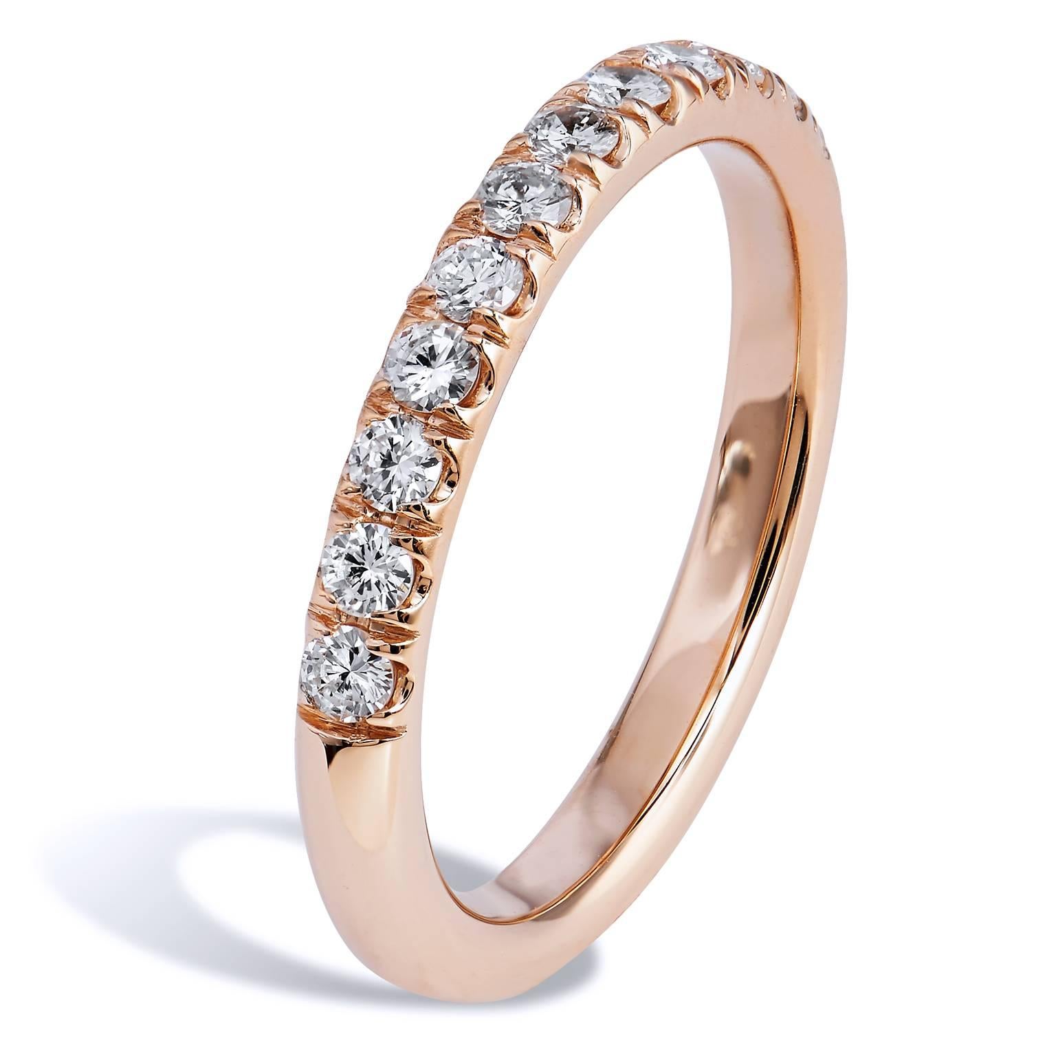 0.23 Carat Diamond 18 Karat Rose Gold Eternity Band Ring In Excellent Condition In Miami, FL