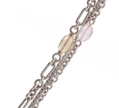 David Yurman Rose, Yellow and Green Quartz with Pearl Figaro Link Necklace