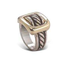 David Yurman Sterling Silver Yellow Gold Buckle Ring