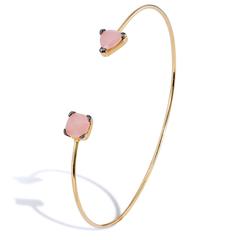 Suzanne Kalan Bracelet jonc souple en or jaune 14 carats et quartz rose