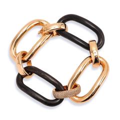 Diamond Ebony Rose Gold Large Link Bracelet