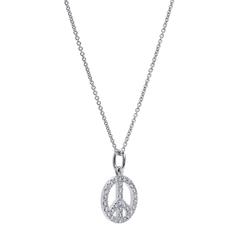 H and H Diamond Pave White Gold Peace Sign Pendant
