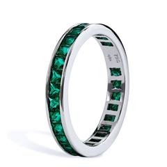 18 karat White Gold Emerald Eternity Band Princess Cut 1.14 Total Carat 6