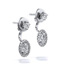 Oval 1.39 Carat Diamond Double-Sided Stud Earrings