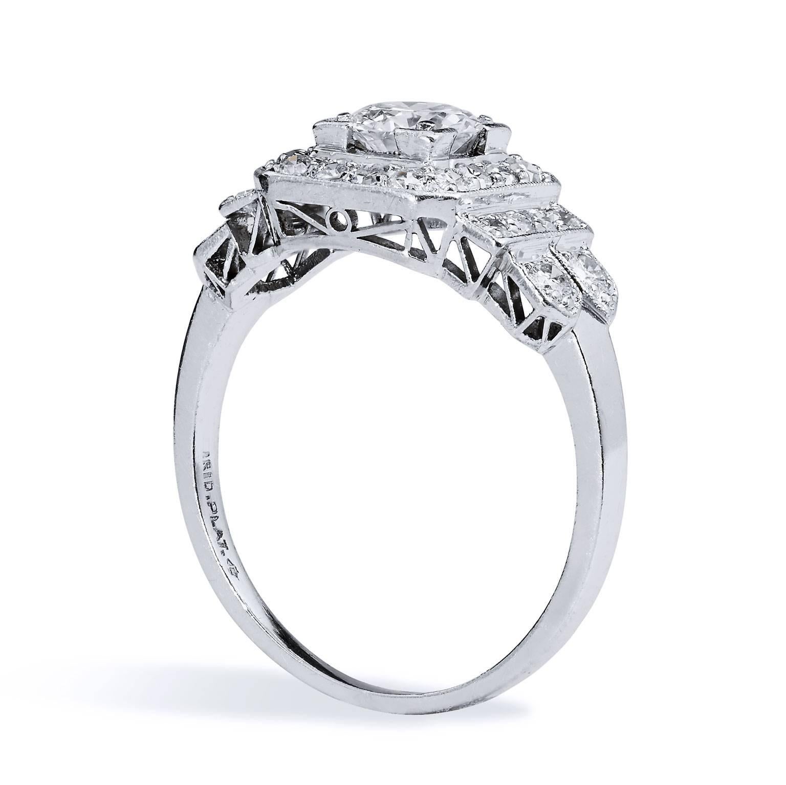 Art Deco Old European Cut Diamond Iridium Platinum Engagement Ring at 1stDibs platinum iridium