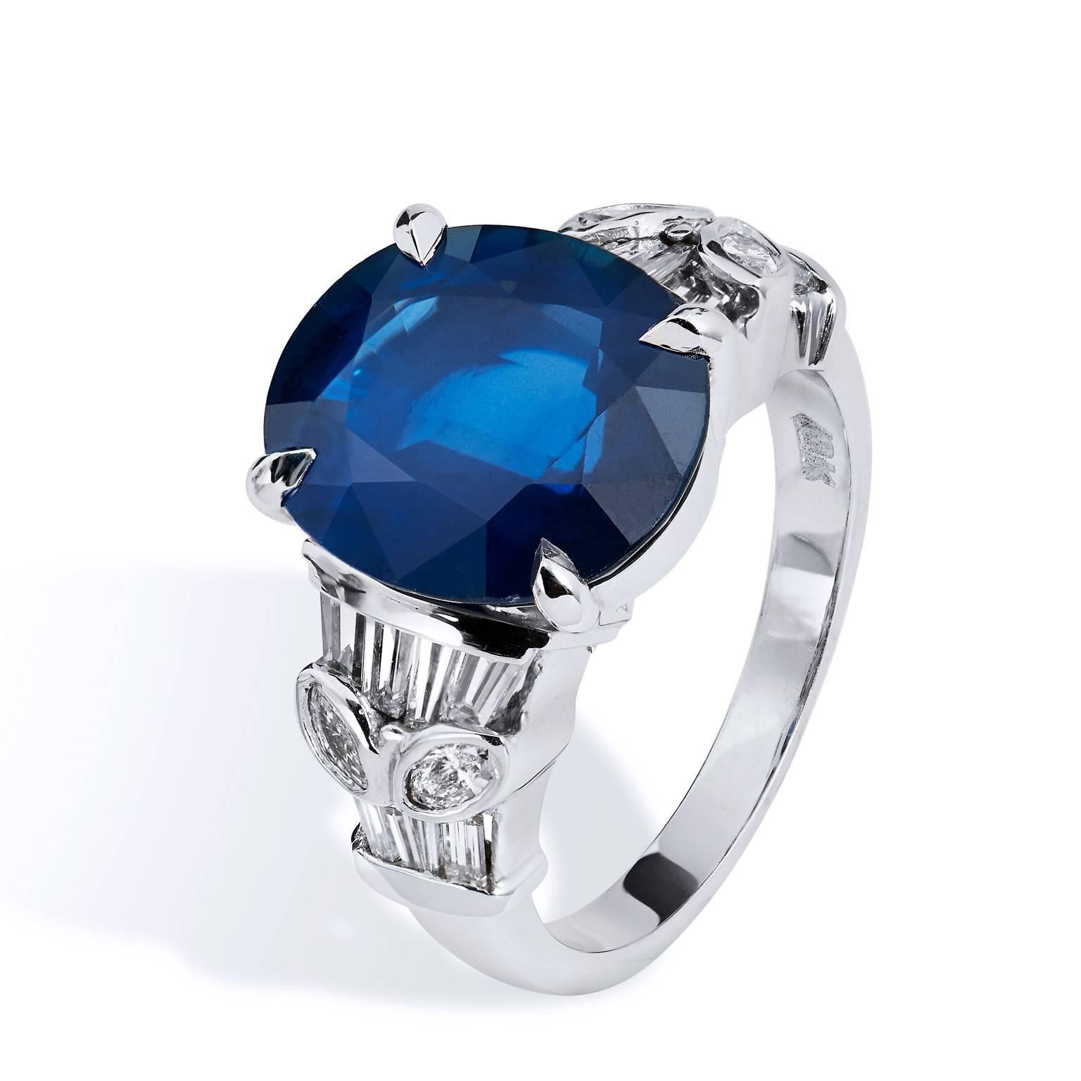 7.44 Carat Blue Sapphire Diamond white gold Ring In Excellent Condition In Miami, FL