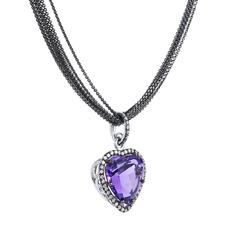 H & H 6.76 Carat Heart-Shaped Amethyst Pendant Necklace