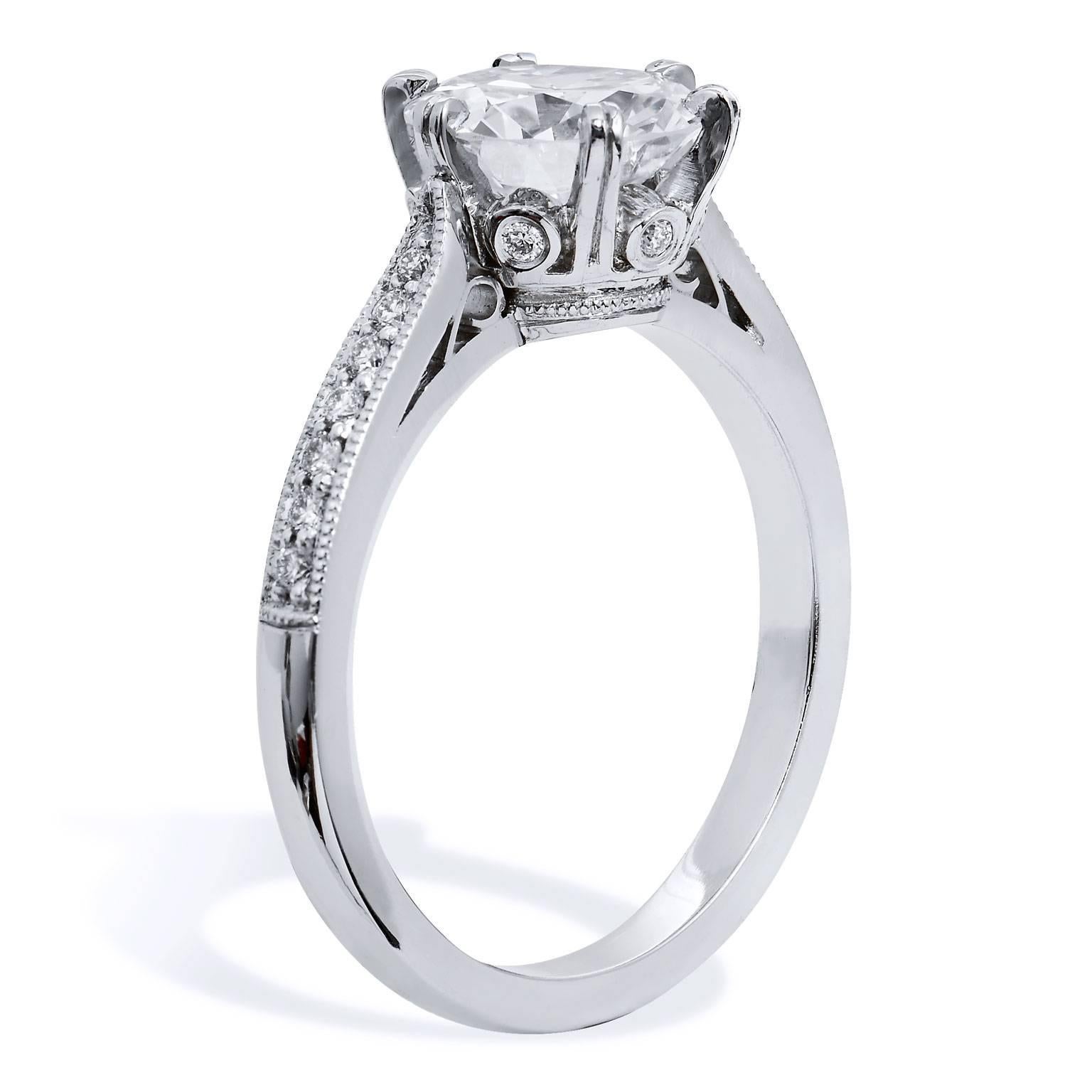 Women's or Men's H & H 1.81 Carat Transitional Cut Diamond Engagement Ring