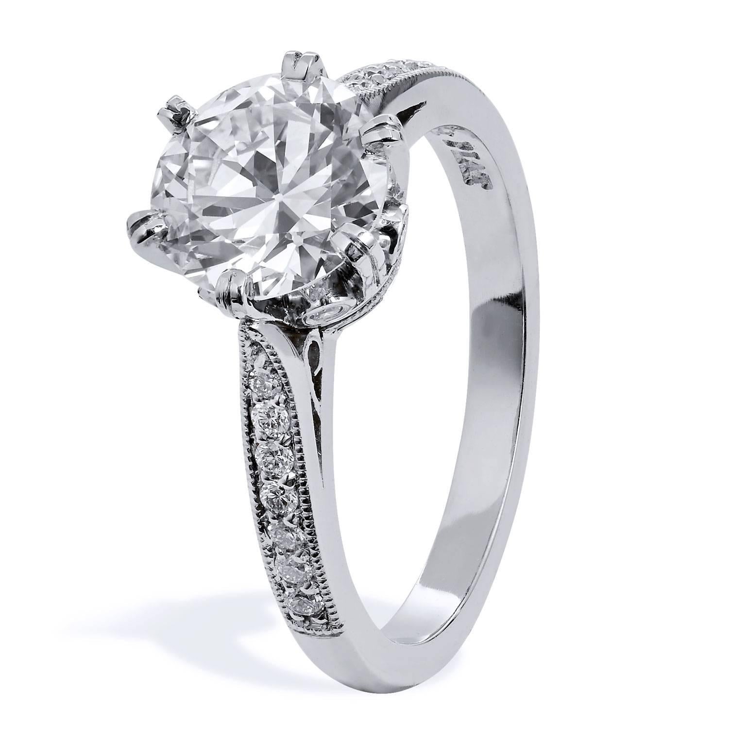 H & H 1.81 Carat Transitional Cut Diamond Engagement Ring 1