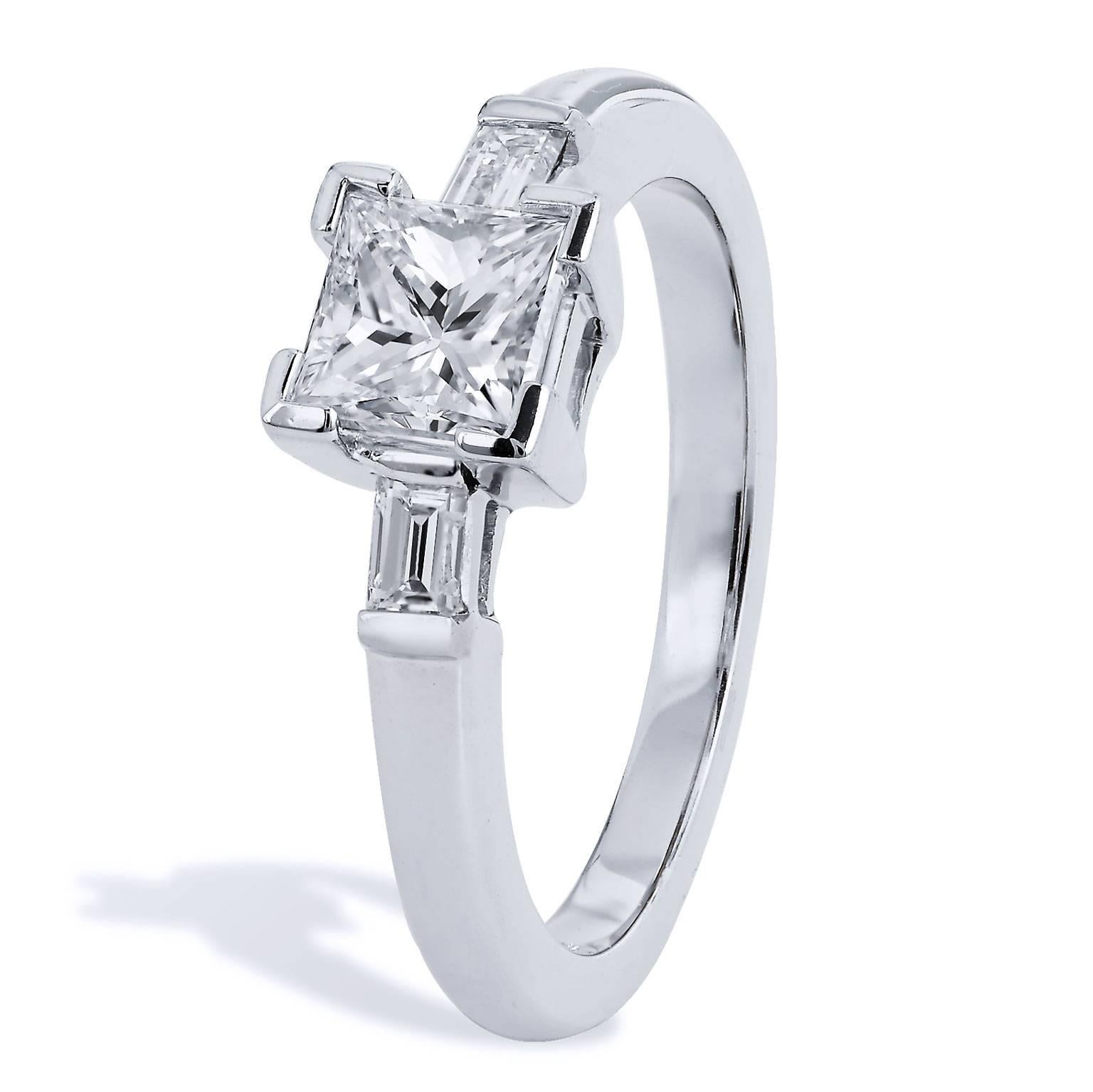 GIA Certified Princess Cut Three-Diamond Side Baguette Engagement Ring

Refined and minimal in design, this spectacular three-diamond 14 karat white gold engagement ring features a 0.92 carat Princess cut diamond affixed at center (G/SI1; GIA