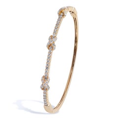 Diamond Three-Knot Oval Yellow Gold Bangle