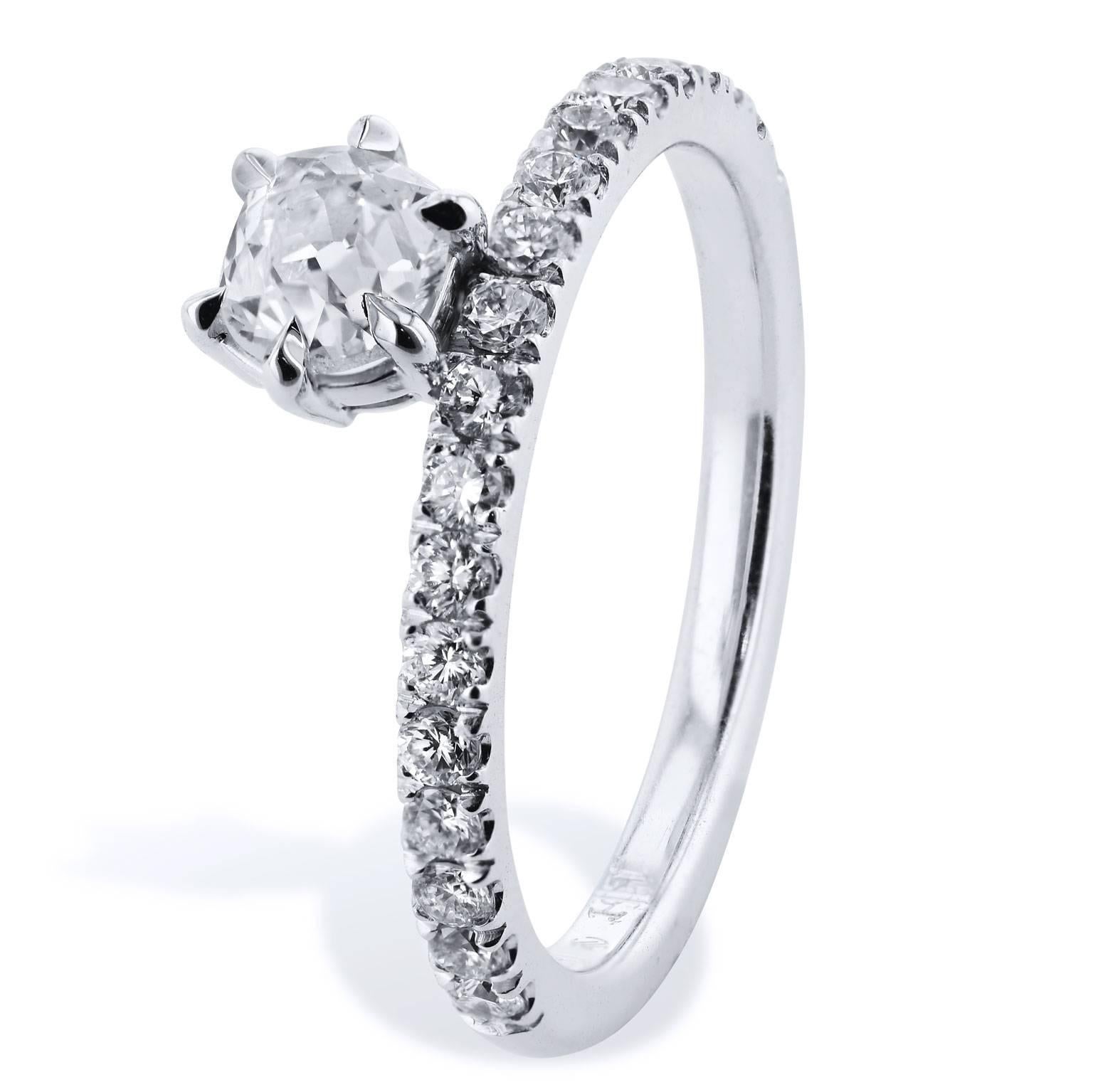 
H&H 0.61 Carat Solitaire Antique Cushion Cut Diamond with Pave Band Ring

This is a handmade, one of a kind ring created by H&H Jewels.  

This beautiful ring features a 0.61 carat Antique Cushion Cut diamond that is set at center with six prongs.